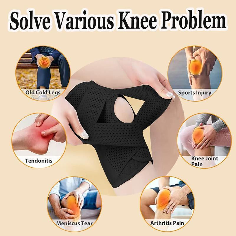 Plus Size Knee Compression Wrap Brace - Breathable Adjustable with Side Stabilizers for Men & Women - Comfortable & Flexible Leg Supporter