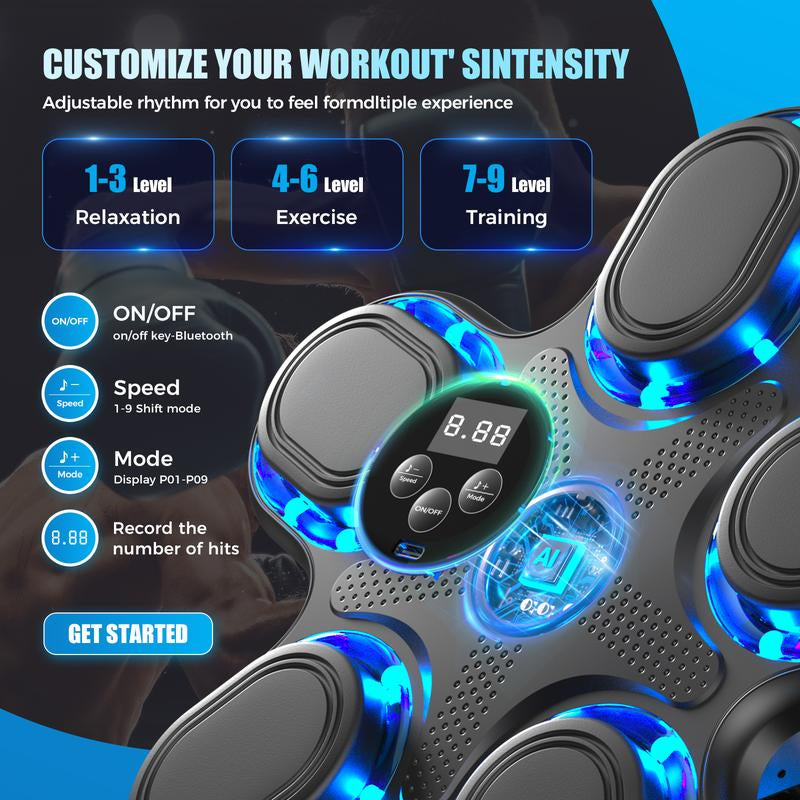Upgraded Music Boxing Machine - Smart Bluetooth Wall-Mounted Fun Fitness Toy with Punch Counter, Adjustable Speed, Premium Gloves Included - Home/Office Workout & Stress Relief Playmate LED Light Sword Cosplay Set Wooden Gymnastic Rings